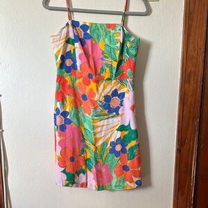 Gianni Bini Tropical Print Dress - Blue, Green, Yellow